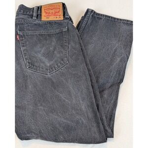 Levi Strauss 505 Mens Black Denim Jeans W38 L30 Straight Leg